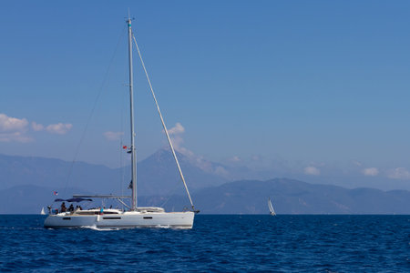 A Sailboat in Aegean Coast of Turkey
