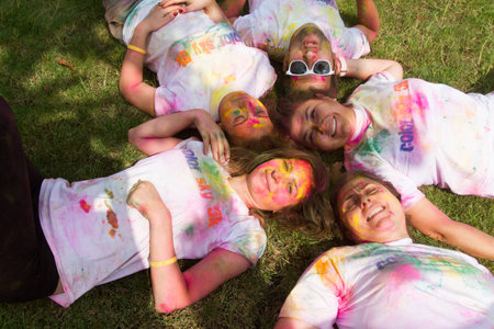 ISTANBUL, TURKEY - SEPTEMBER 14, 2014: People have fun in Istanbul Color Sky 5K.