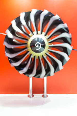Blades of a jet engine is turning
