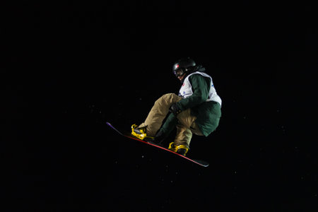 ISTANBUL, TURKEY - DECEMBER 20, 2014: Janne Korpi jump in FIS Snowboard World Cup Big Air. This is first Big Air event for both, men and women.のeditorial素材