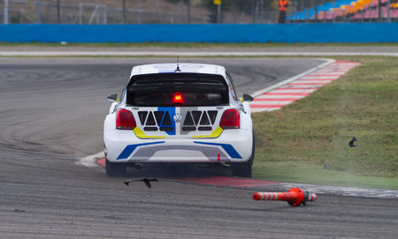 ISTANBUL, TURKEY - OCTOBER 11, 2014: Anton Marklund drives VW Polo of Marklund Motorsport Team in FIA World Rallycross Championship.のeditorial素材