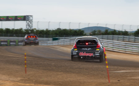ISTANBUL, TURKEY - OCTOBER 12, 2014: Kevin Eriksson drives RX Lites of OlsbergsMSE Team in FIA World Rallycross Championship.のeditorial素材