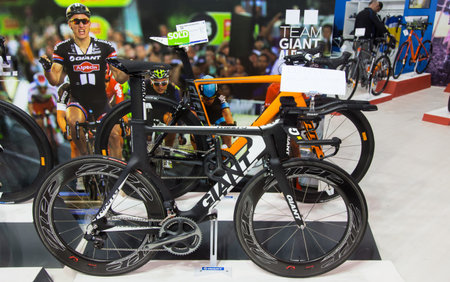 ISTANBUL, TURKEY - FEBRUARY 28, 2015: Giant bikes in Eurasia Moto Bike Expo in Istanbul Expo Centerのeditorial素材