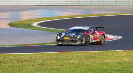 ISTANBUL, TURKEY - OCTOBER 25, 2014: Dario Caso drives Ferrari 458 Challenge EVO of Rossocorsa...