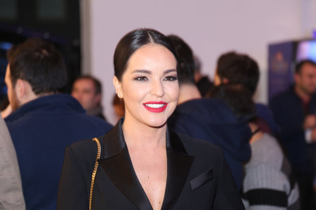 ISTANBUL, TURKEY - MARCH 18, 2015: Turkish Singer Bengu in Lounge of Mercedes-Benz Fashion Week Istanbulのeditorial素材