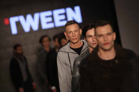 ISTANBUL, TURKEY - MARCH 20, 2015: Models showcase the latest creations by Tween in Mercedes-Benz Fashion Week Istanbulのeditorial素材