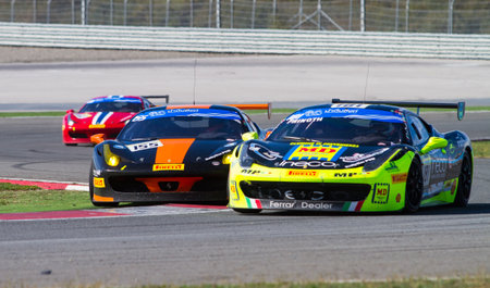 ISTANBUL, TURKEY - OCTOBER 25, 2014: Holger Lange drives Ferrari 458 Challenge EVO of Foitek Racing Team during Ferrari Racing Days in Istanbul Park Racing Circuitのeditorial素材