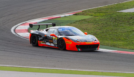 ISTANBUL, TURKEY - OCTOBER 26, 2014: Corinna Gostner drives Ferrari 458 Challenge EVO of Ineco MP...