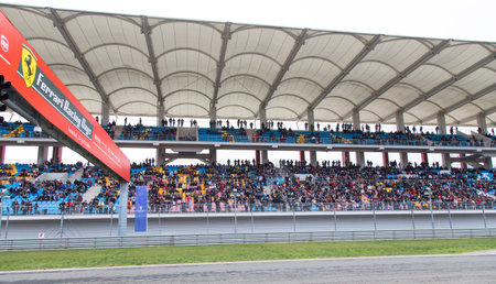 ISTANBUL, TURKEY - OCTOBER 26, 2014: Audience of Ferrari Racing Days in Istanbul Park Racing Circuitのeditorial素材
