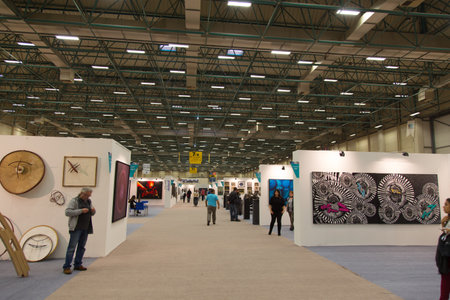 ISTANBUL, TURKEY - NOVEMBER 09, 2014: 24th International Istanbul Art Fair held in Tuyap Fair and Convention Center. In fair nearly 1000 artists exhibited by art galleriesのeditorial素材