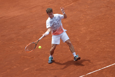 ISTANBUL, TURKEY - MAY 01, 2015: Argentine player Diego Schwartzman in action during quarter final...