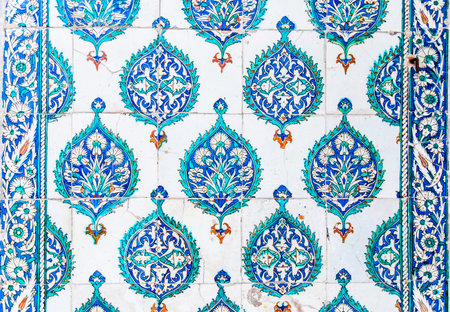 Handmade Turkish Blue Tiles in Istanbul City, Turkeyの写真素材