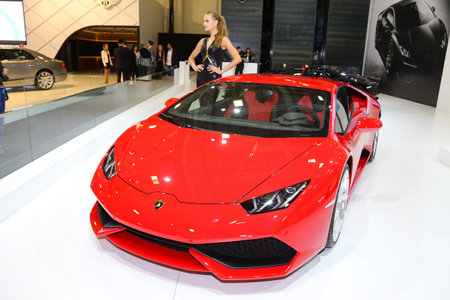 ISTANBUL, TURKEY - MAY 21, 2015: Lamborghini Huracan LP 610-4 in Istanbul Autoshow 2015のeditorial素材