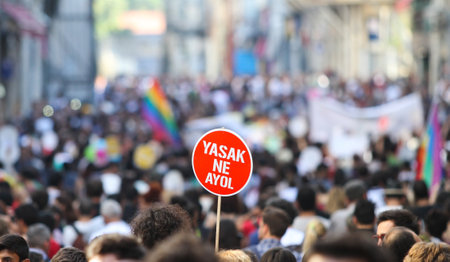 ISTANBUL, TURKEY - JUNE 21, 2015: Istanbul Trans Pride March held in Istiklal Avenue at the beginning of Istanbul LGBT Pride Week.のeditorial素材