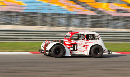 ISTANBUL, TURKEY - NOVEMBER 02, 2014: K. Koliashvili drives a Legends Car in Istanbul Park Circuitのeditorial素材