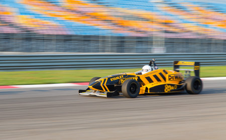 ISTANBUL, TURKEY - NOVEMBER 02, 2014: D. Menteshashvili drives Formula Alfa Car in Istanbul Park Circuitのeditorial素材