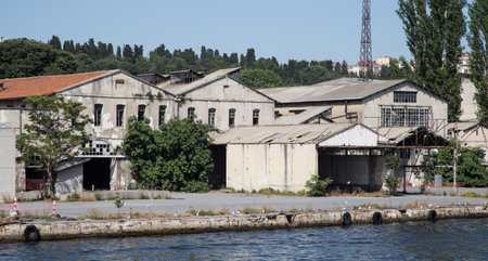 Old and Abandoned Shipyard in Istanbul Cityのeditorial素材