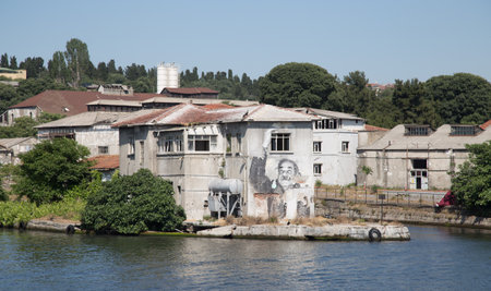 Old and Abandoned Shipyard in Istanbul Cityのeditorial素材