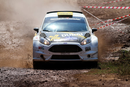 ISTANBUL, TURKEY - JULY 26, 2015: Rashid Al Ketbi drives Ford Fiesta R5 of X Dubai World Rally Team...