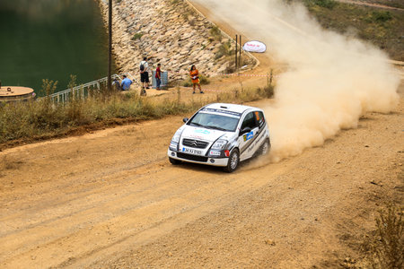 ISTANBUL, TURKEY - JULY 25, 2015: Yuksel Ozgur drives Citroen C2 GT in Bosphorus Rally 2015, Deniz stageのeditorial素材