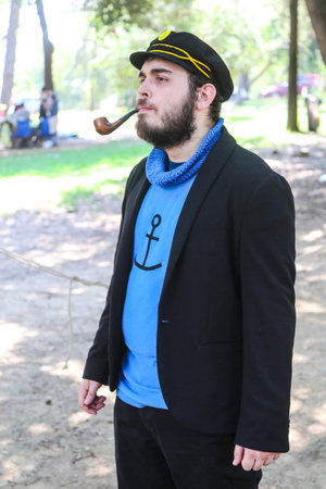 ISTANBUL, TURKEY - AUGUST 16, 2015: A man in costume during cosplay meeting in Istanbul Yildiz park