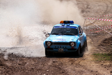 ISTANBUL, TURKEY - JULY 26, 2015: Ercan Tokcan drives safety car in Bosphorus Rally 2015, Gocbeyli stageのeditorial素材