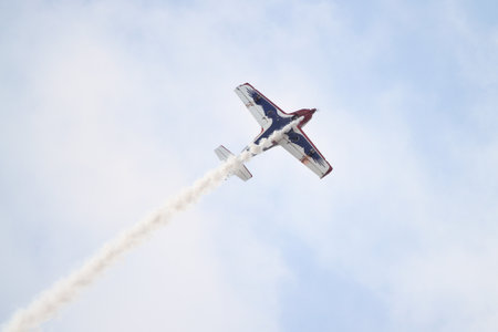 ISTANBUL, TURKEY - AUGUST 02, 2015: Pioneer Team performing show with Alpi Pioneer 330 Ultralight aircraft at the TATCA Airfest 2015のeditorial素材