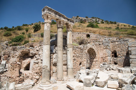 Ruins in Ephesus Ancient City in Izmir, Turkeyのeditorial素材