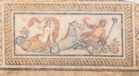 Nereid and Triton Mosaic in Terrace Houses, Ephesus Ancient City in Izmir, Turkeyの写真素材