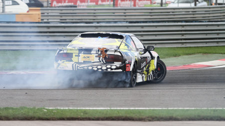 ISTANBUL, TURKEY - OCTOBER 03, 2015: Driver Ibrahim Yucebas performs drift during FIA World...