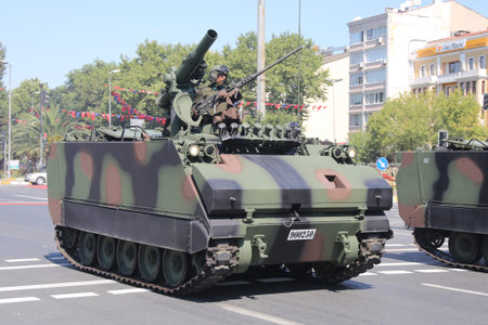 ISTANBUL, TURKEY - AUGUST 30, 2015: Armoured personnel carrier during 93th anniversary of 30 August...