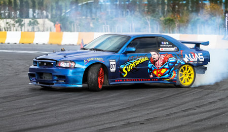ISTANBUL, TURKEY - OCTOBER 31, 2015: Kemal Soylu drives R34 Skyline GTRÂ of Alias Racing Team in...