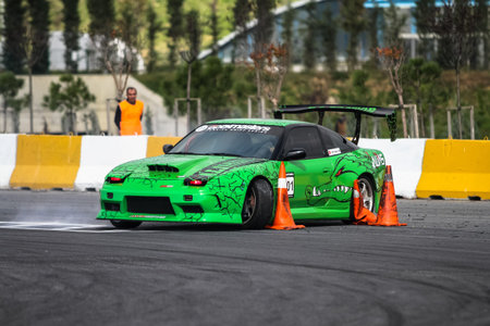 ISTANBUL, TURKEY - OCTOBER 31, 2015: Ali Inal drives Nissan 200sx S13 LS1 of Alias Racing Team in...