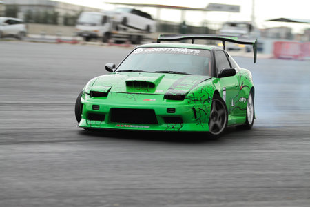 ISTANBUL, TURKEY - OCTOBER 31, 2015: Ali Inal drives Nissan 200sx S13 LS1 of Alias Racing Team in...