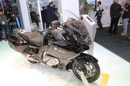 ISTANBUL, TURKEY - FEBRUARY 25, 2016: BMW K1600 GT on display at Moto Bike Expo in Istanbul Exhibition Centerのeditorial素材
