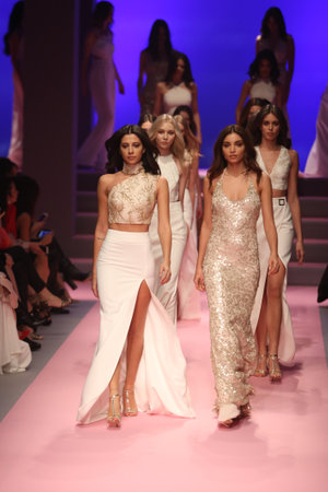 ISTANBUL, TURKEY - MARCH 01, 2016: Models walk after ADL Cengiz Abazoglu Catwalkのeditorial素材