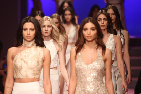 ISTANBUL, TURKEY - MARCH 01, 2016: Models walk after ADL Cengiz Abazoglu Catwalkのeditorial素材