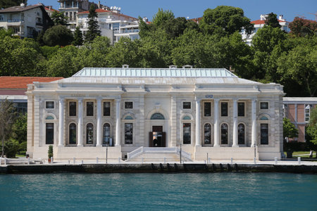 ISTANBUL, TURKEY - APRIL 30, 2016: Feriye Karakolu in Bosphorus Coast. Feriye Karakolu built in 19th Century and converted to restaurant in 1995.のeditorial素材
