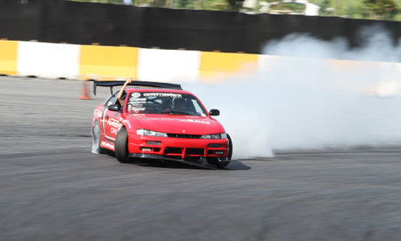 ISTANBUL, TURKEY - MAY 29, 2016: Mahmut Elbir drives Nissan 200SX S14A of All Star Drift Team in...