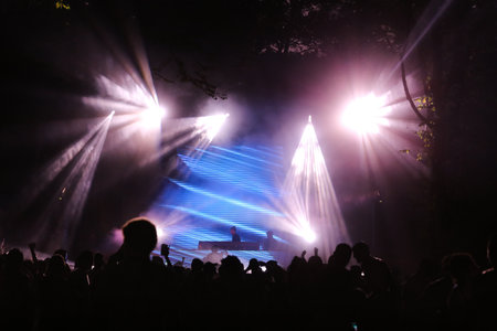 ISTANBUL, TURKEY - AUGUST 06, 2016: People have fun during Life in Color the Big Bang tour in Istanbul Life Parkのeditorial素材