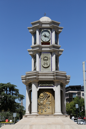 Heykel Clock Tower in Bursa City, Turkeyの写真素材