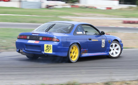 IZMIT, TURKEY - AUGUST 28, 2016: Kemal Soylu drives BMW E36 R34 GTR Body of Alias Racing Team in Apex Masters Turkish Drift Series Izmit Race.のeditorial素材