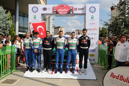 ESKISEHIR, TURKEY - SEPTEMBER 03, 2016: Drivers in ceremonial start of Eskisehir Rallyのeditorial素材