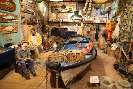ISTANBUL, TURKEY - JULY 29, 2016: Old fishing port recreation in Rahmi M. Koc Industrial Museum. Koc museum is industrial Museum dedicated to history of transport, industry and communicationsのeditorial素材