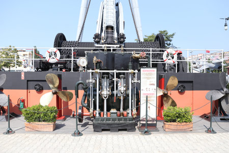 ISTANBUL, TURKEY - JULY 29, 2016: Floating Sheerlegs in Rahmi M. Koc Industrial Museum. Koc museum...