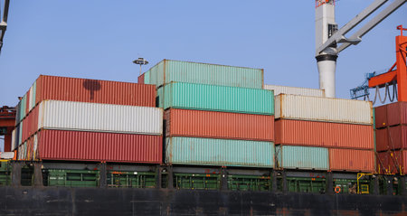 Container Ship is loading in a port