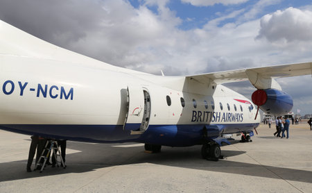 ISTANBUL, TURKEY - OCTOBER 08, 2016: British Airways Dornier Do-328-300 Jet showcases in Istanbul...