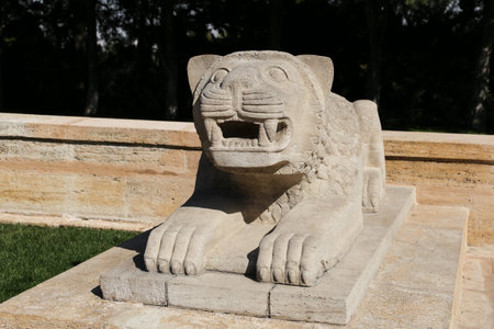 Lion Statue in Road of Lions, Anitkabir, Ankara, Turkeyのeditorial素材