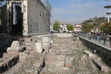Ruins of Monumentum Ancyranum in Ankara City, Turkeyの写真素材