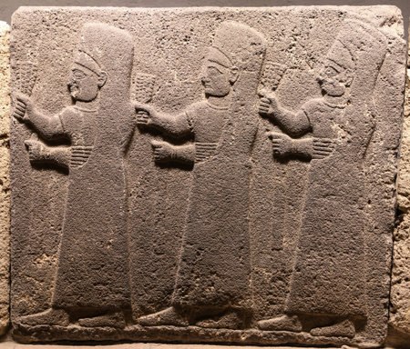 Orthostats of procession in Museum of Anatolian Civilizations, Ankara, Turkeyのeditorial素材